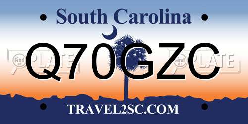 Q70GZC South Carolina License Plate