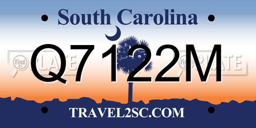 Q7122M South Carolina License Plate