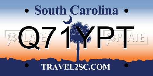 Q71YPT South Carolina License Plate