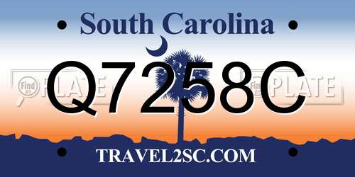 Q7258C South Carolina License Plate