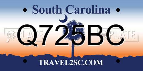 Q725BC South Carolina License Plate