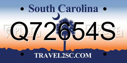 Q72654S South Carolina License Plate