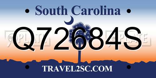 Q72684S South Carolina License Plate