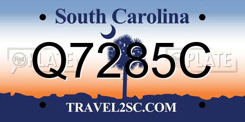 Q7285C South Carolina License Plate