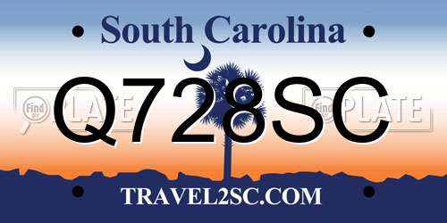 Q728SC South Carolina License Plate