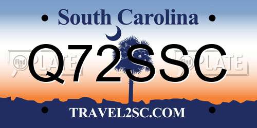Q72SSC South Carolina License Plate