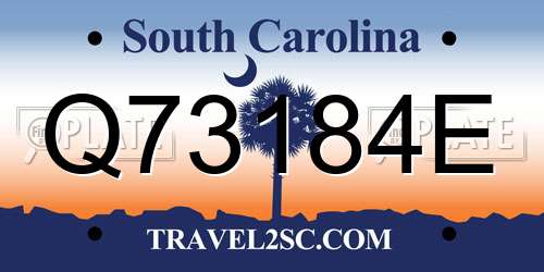 Q73184E South Carolina License Plate