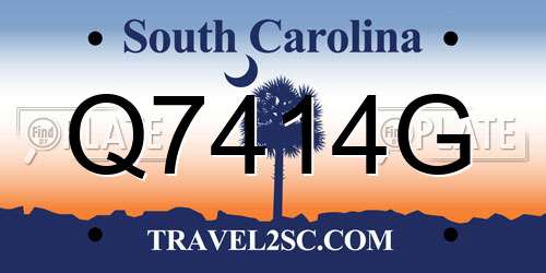 Q7414G South Carolina License Plate