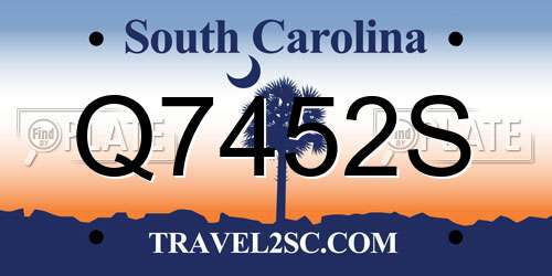 Q7452S South Carolina License Plate
