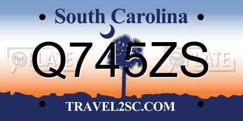 Q745ZS South Carolina License Plate