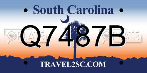 Q7487B South Carolina License Plate