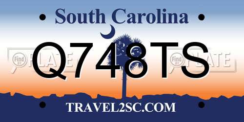 Q748TS South Carolina License Plate
