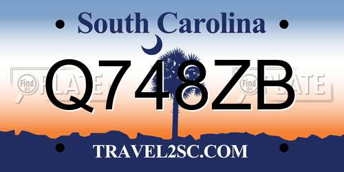 Q748ZB South Carolina License Plate