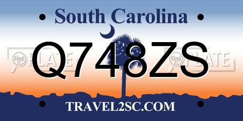 Q748ZS South Carolina License Plate