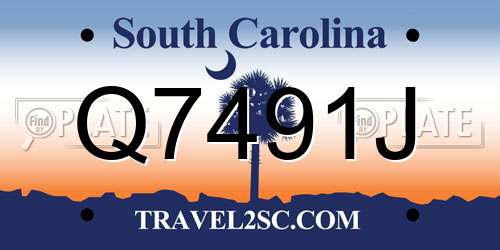 Q7491J South Carolina License Plate
