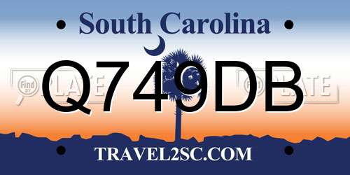 Q749DB South Carolina License Plate
