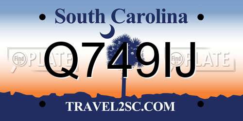 Q749IJ South Carolina License Plate