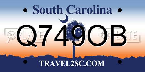 Q749OB South Carolina License Plate