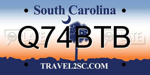 Q74BTB South Carolina License Plate