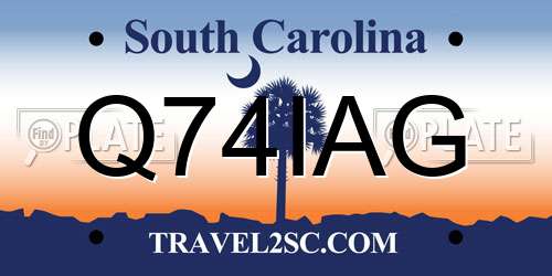 Q74IAG South Carolina License Plate