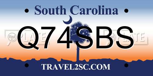 Q74SBS South Carolina License Plate