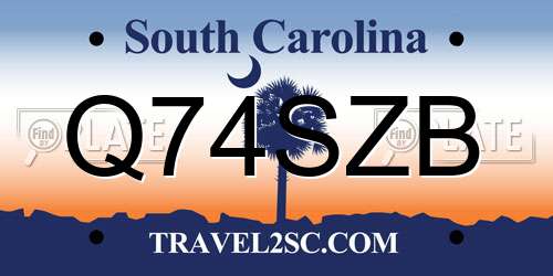 Q74SZB South Carolina License Plate