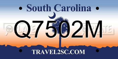 Q7502M South Carolina License Plate