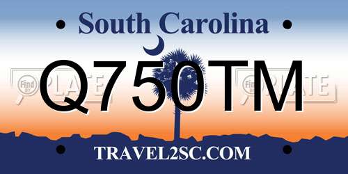 Q750TM South Carolina License Plate