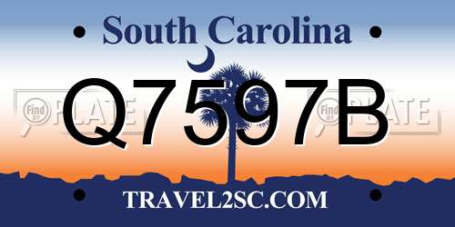 Q7597B South Carolina License Plate