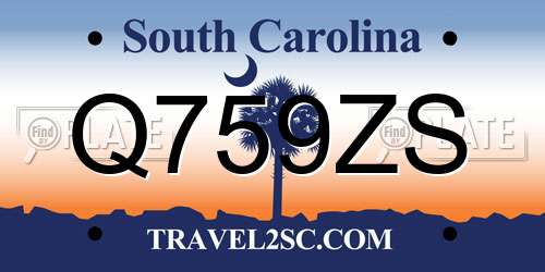 Q759ZS South Carolina License Plate