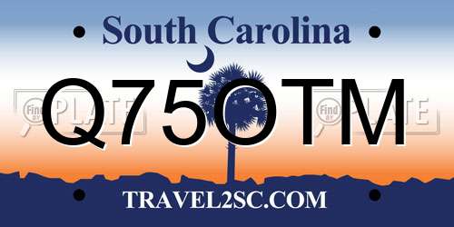 Q75OTM South Carolina License Plate