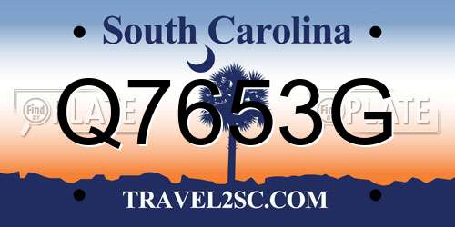 Q7653G South Carolina License Plate