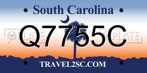 Q7755C South Carolina License Plate