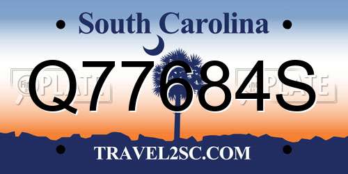 Q77684S South Carolina License Plate