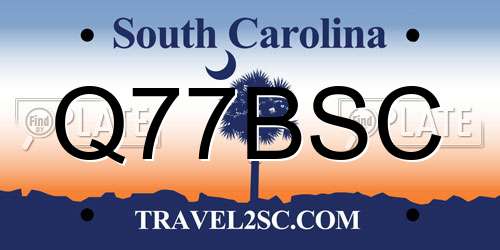 Q77BSC South Carolina License Plate
