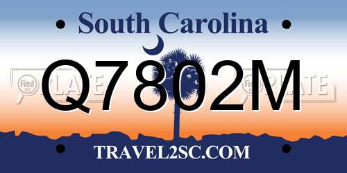 Q7802M South Carolina License Plate