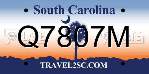 Q7807M South Carolina License Plate