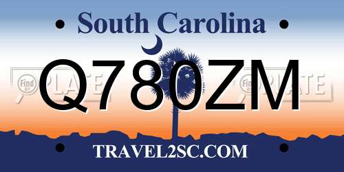 Q780ZM South Carolina License Plate