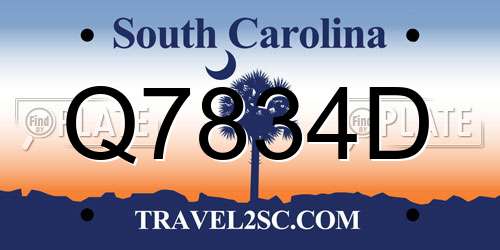 Q7834D South Carolina License Plate
