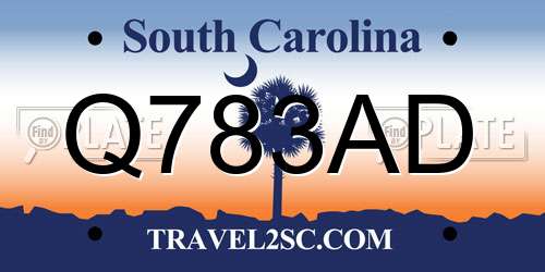 Q783AD South Carolina License Plate