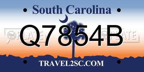Q7854B South Carolina License Plate