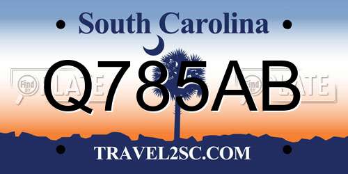 Q785AB South Carolina License Plate
