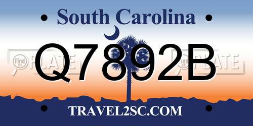 Q7892B South Carolina License Plate