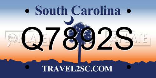Q7892S South Carolina License Plate
