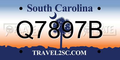 Q7897B South Carolina License Plate