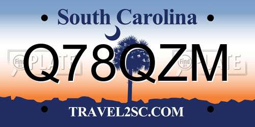 Q78QZM South Carolina License Plate
