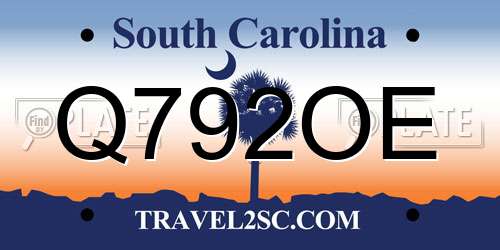 Q792OE South Carolina License Plate