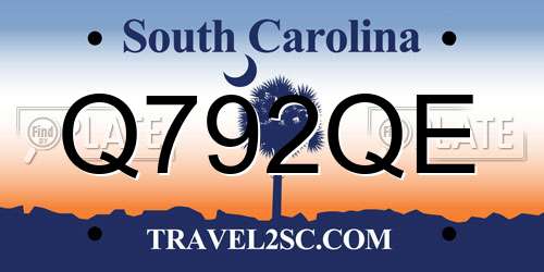 Q792QE South Carolina License Plate