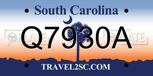 Q7930A South Carolina License Plate
