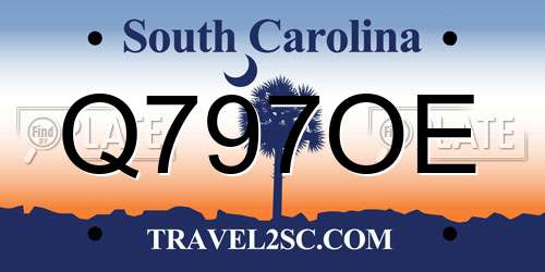 Q797OE South Carolina License Plate